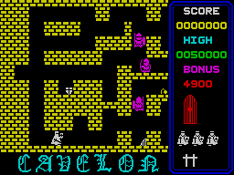 Cavelon (ZX Spectrum) screenshot: Moving through the maze