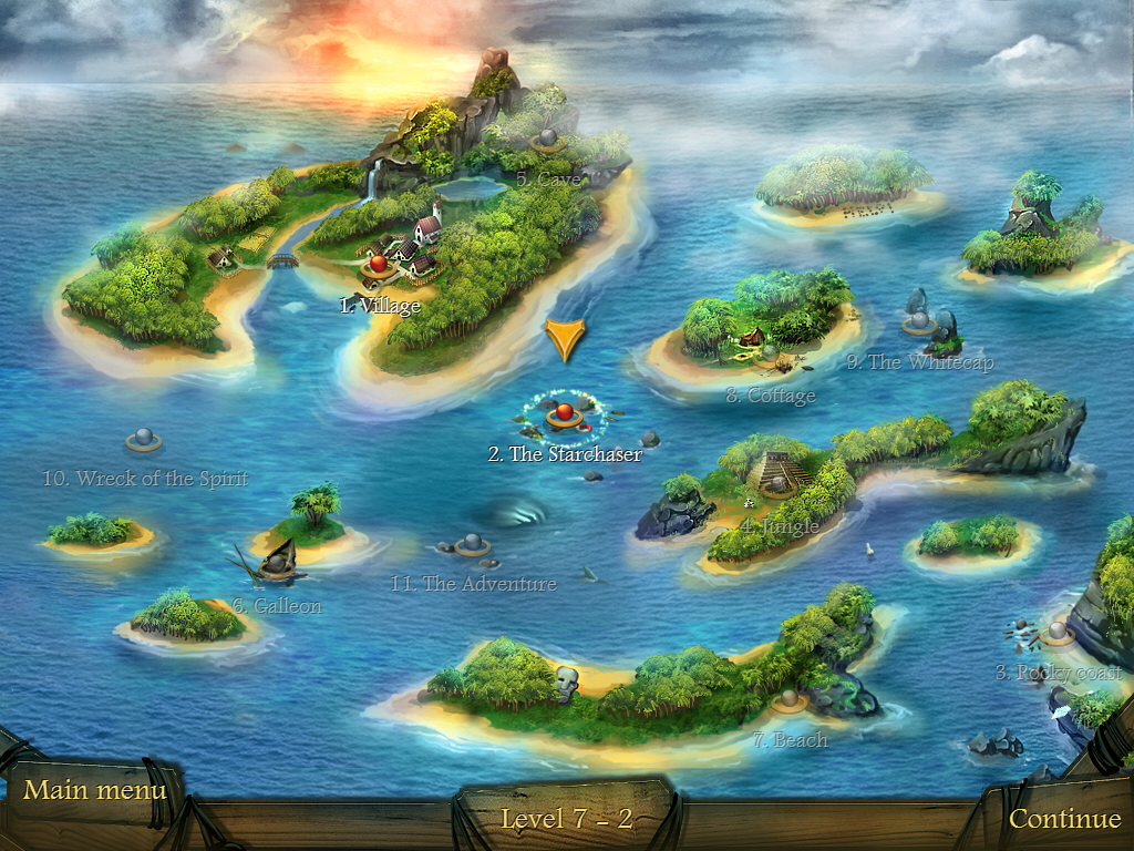 Arizona Rose and the Pirates' Riddles (iPad) screenshot: The map