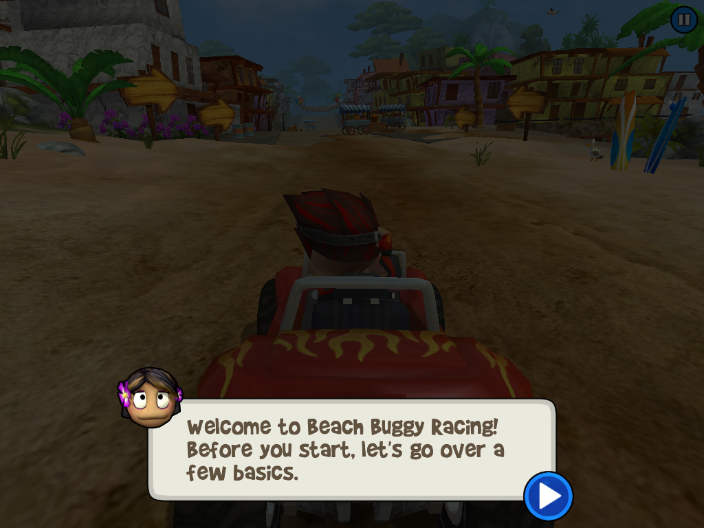 Beach Buggy Racing (iPad) screenshot: Beginning the tutorial