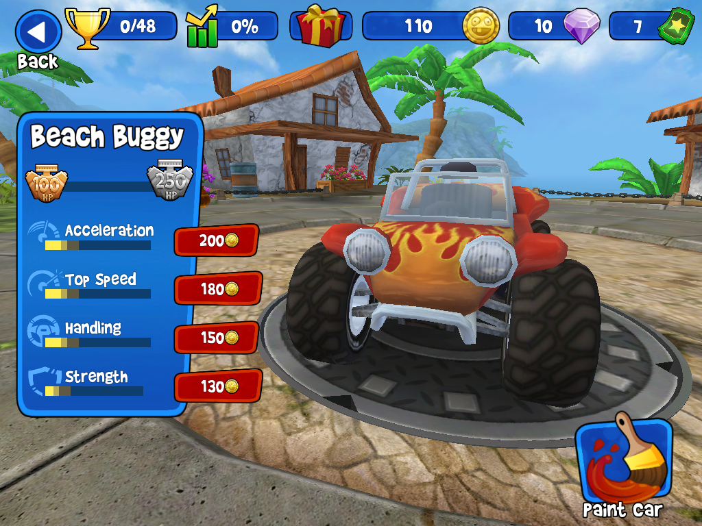 Beach Buggy Racing (iPad) screenshot: This is where I can upgrade