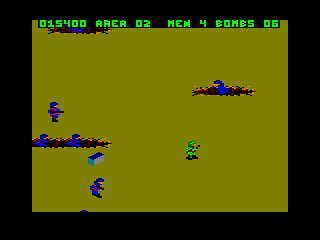 Commando (Amstrad CPC) screenshot: Enemies in trenches