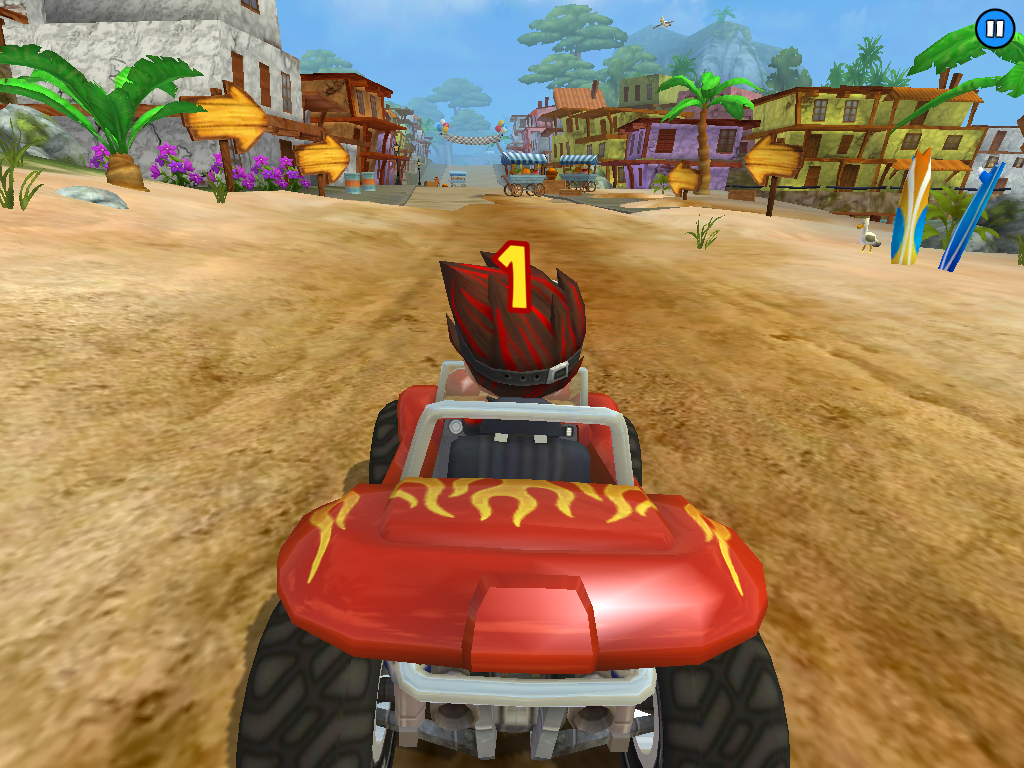 Beach Buggy Racing (iPad) screenshot: Ready to race the steering tutorial