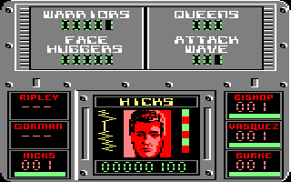 Aliens: The Computer Game (Amstrad CPC) screenshot: Statistics