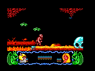 Deliverance: Stormlord II (Amstrad CPC) screenshot: These green birds try to swoop Stormlord