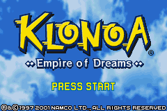 Klonoa: Empire of Dreams (Game Boy Advance) screenshot: Title Screen