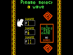 Klax (SEGA Master System) screenshot: Wave selection screen