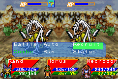 DemiKids: Light Version (Game Boy Advance) screenshot: Battle, Recruit, or Run.... Hmmm....