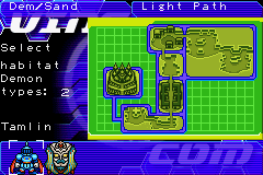 DemiKids: Light Version (Game Boy Advance) screenshot: Looking at your map, you can see what demons are in each area you have visited