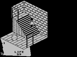 Fairlight (ZX Spectrum) screenshot: Heading up some stairs...