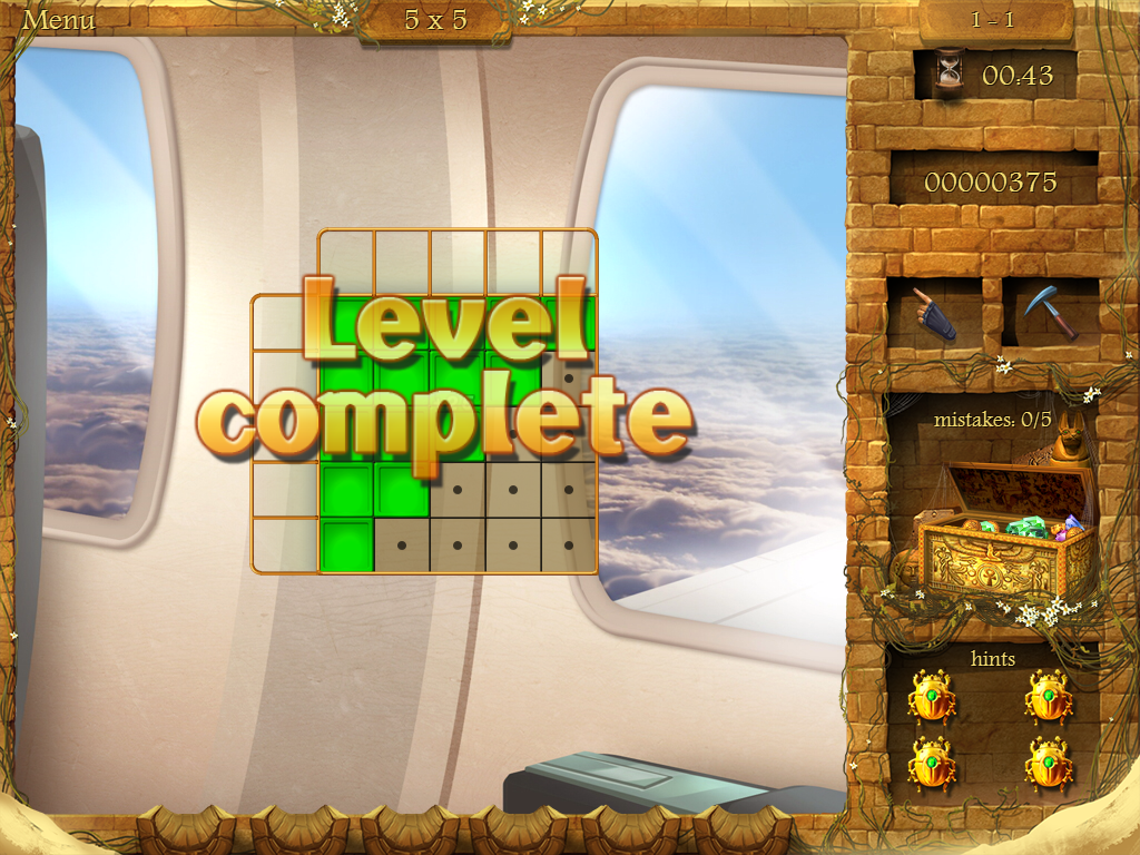 Arizona Rose and the Pharaohs' Riddles (iPad) screenshot: I completed the tutorial puzzle