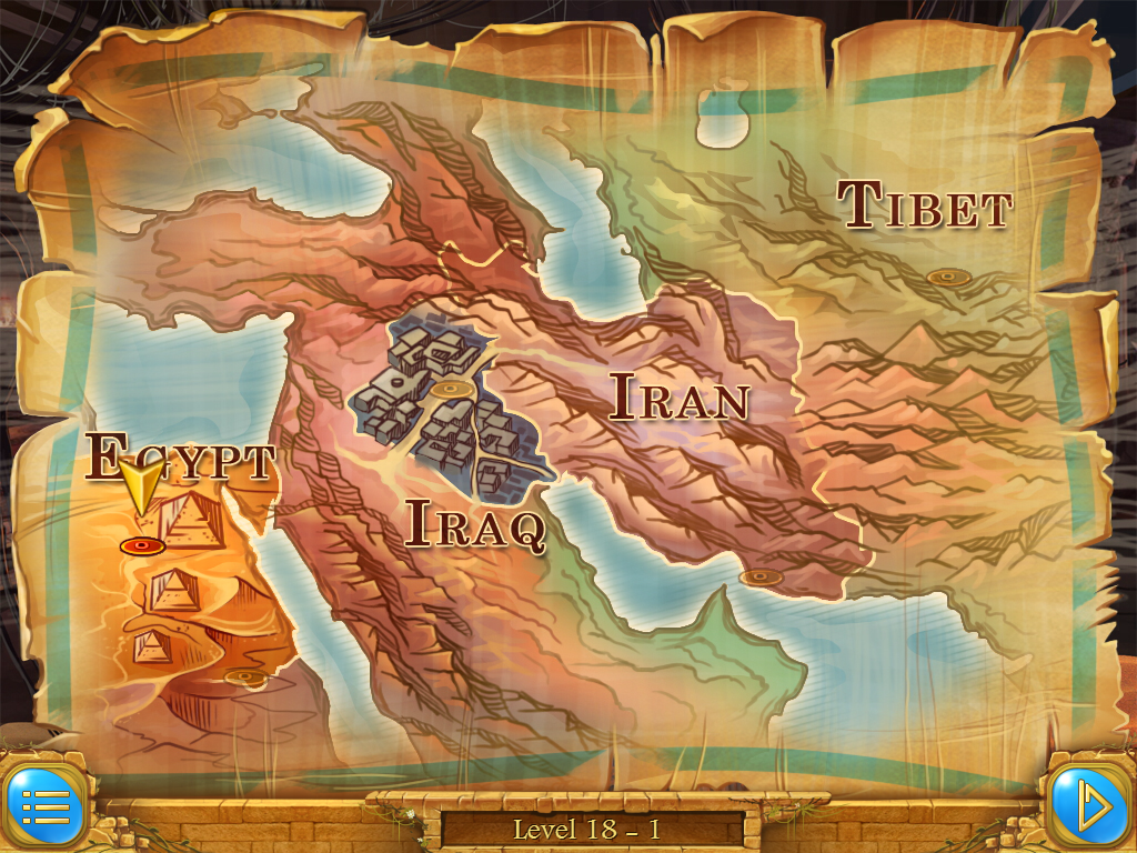 Arizona Rose and the Pharaohs' Riddles (iPad) screenshot: The map
