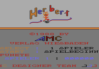 Herbert (Atari 8-bit) screenshot: Main menu