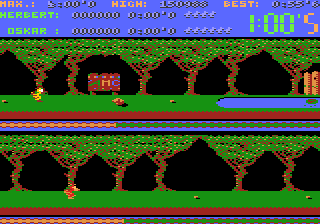 Herbert (Atari 8-bit) screenshot: Lake ahead