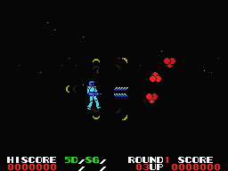 Alphαroid (MSX) screenshot: Blast away with your new or upgraded weapons!