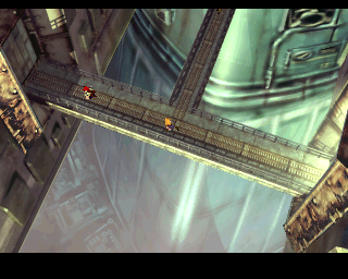 Final Fantasy VII (PlayStation) screenshot: Lots of different perspectives. Here you see everything from high above