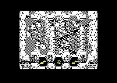Amaurote (Commodore 64) screenshot: Bug attacks