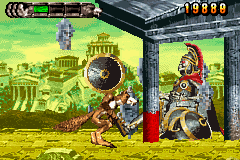 Altered Beast: Guardian of the Realms (Game Boy Advance) screenshot: Destroy his house to win.