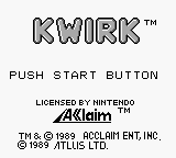 Kwirk (Game Boy) screenshot: Title screen