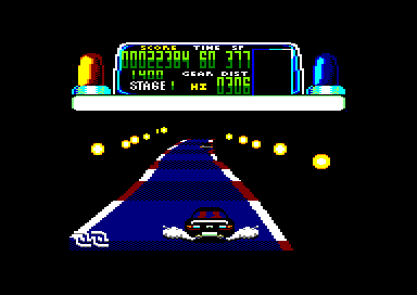 Chase H.Q. (Amstrad CPC) screenshot: Driving through a tunnel