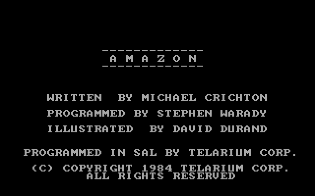 Amazon (DOS) screenshot: Title screen