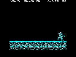 Contra (ZX Spectrum) screenshot: Reaching the Guardian of another entrance.