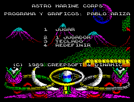 A.M.C.: Astro Marine Corps (ZX Spectrum) screenshot: Main Menu