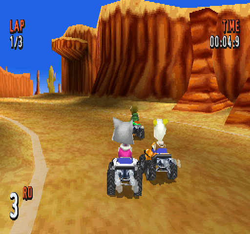 ATV Racers (PlayStation) screenshot: Track: Red Rock 1.