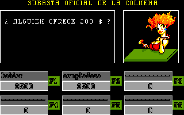 La Colmena (DOS) screenshot: La Colmena's auction