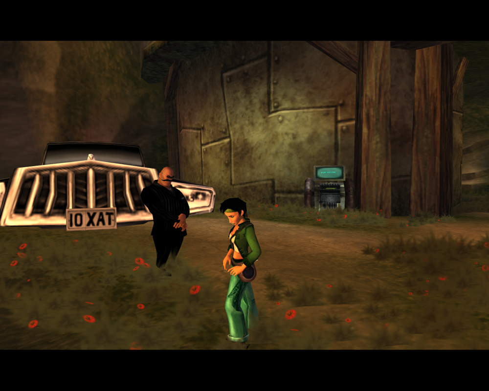 Beyond Good & Evil (Windows) screenshot: Your first case is supplied by this extravagant-looking client with a retro car