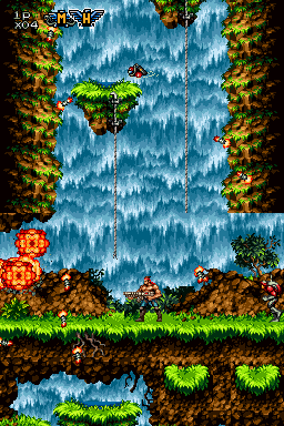 Contra 4 (Nintendo DS) screenshot: Homing missile powerup is quite possibly one of the best weapons in the game.
