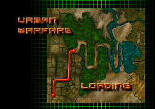 Contra: Legacy of War (SEGA Saturn) screenshot: A level 1 loading screen. You'll see this quite a bit.