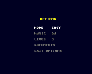 Plat Man (Amiga) screenshot: Main menu