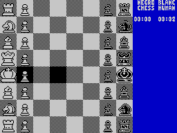 The Chessmaster 2000 (ZX Spectrum) screenshot: The standard E2-E4 starting move, by selecting E2 then E4