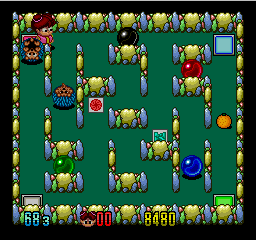 Chew Man Fu (TurboGrafx-16) screenshot: The red spot in the middle in a smart-bomb