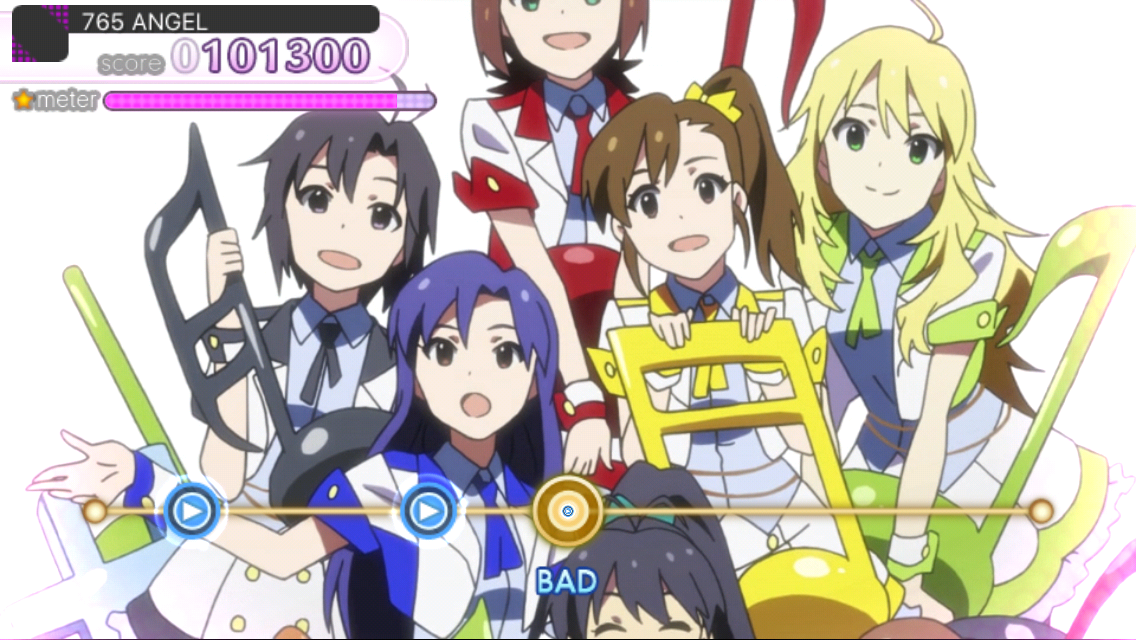 The iDOLM@STER: Shiny Festa - Harmonic Score (iPhone) screenshot: It's still much easier to get a "Bad" though...
