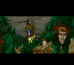 Last Alert (TurboGrafx CD) screenshot: The game opens with a violent flashback.