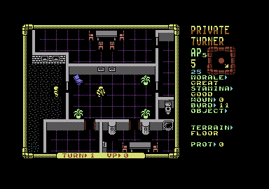 Laser Squad (Commodore 64) screenshot: The first mission