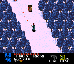 Last Alert (TurboGrafx CD) screenshot: Battle through snow covered fields.