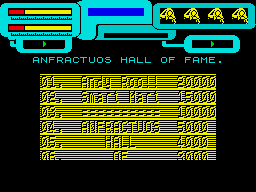 Anfractuos (ZX Spectrum) screenshot: High scores