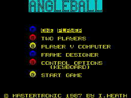 Angle Ball (ZX Spectrum) screenshot: Main menu
