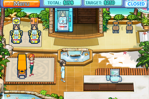 Sally's Spa (iPhone) screenshot: The interior of the first spa