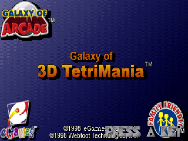 Galaxy of 3D TetriMania (Windows) screenshot: The title screen of the game