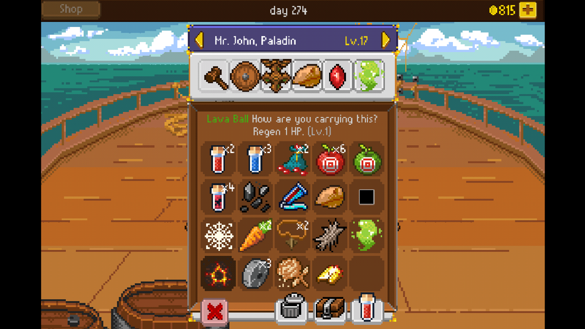 Knights of Pen & Paper + 1 Edition (Android) screenshot: Inventory