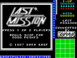 Last Mission (ZX Spectrum) screenshot: Title screen
