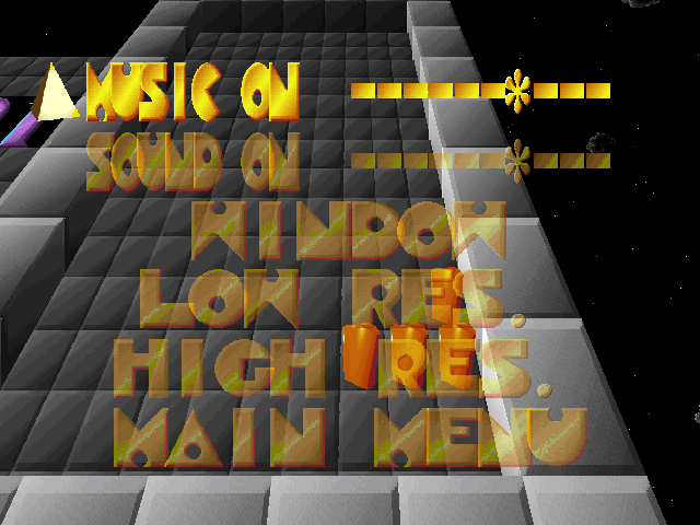 Galaxy of 3D TetriMania (Windows) screenshot: The game configuration options<br>These screenshots were taken from the High Res version, the Low Res version did not run on modern hardware