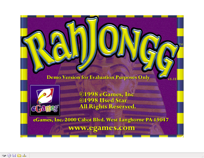 RahJongg: The Curse of Ra (Windows) screenshot: The title screen <br><br>Demo Version