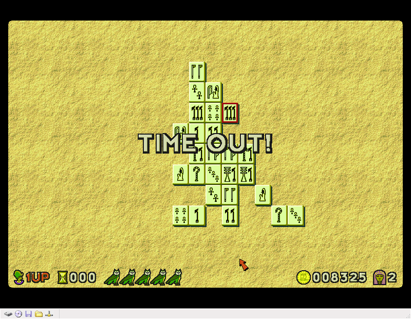 RahJongg: The Curse of Ra (Windows) screenshot: Bother!<br>Having so much fun I forgot the levels were all timed