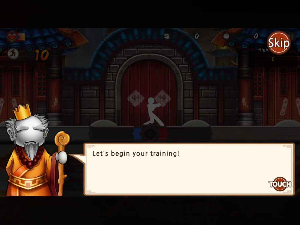 One Finger Death Punch (iPad) screenshot: Begin your training