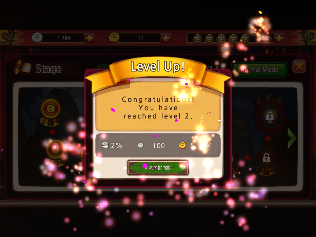 One Finger Death Punch (iPad) screenshot: You leveled up
