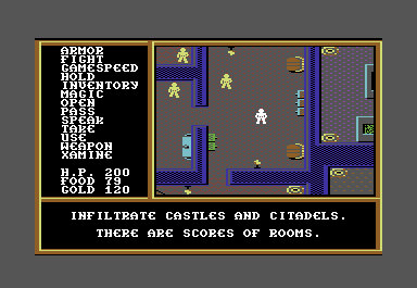 The Legend of Blacksilver (Commodore 64) screenshot: In a castle (demo mode)